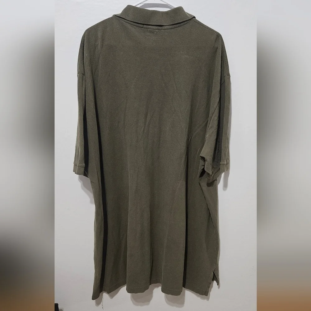 Polo Ralph Lauren Army green Polo Short Sleeve shirt 3xlt 100% Cotton Flaws B2
